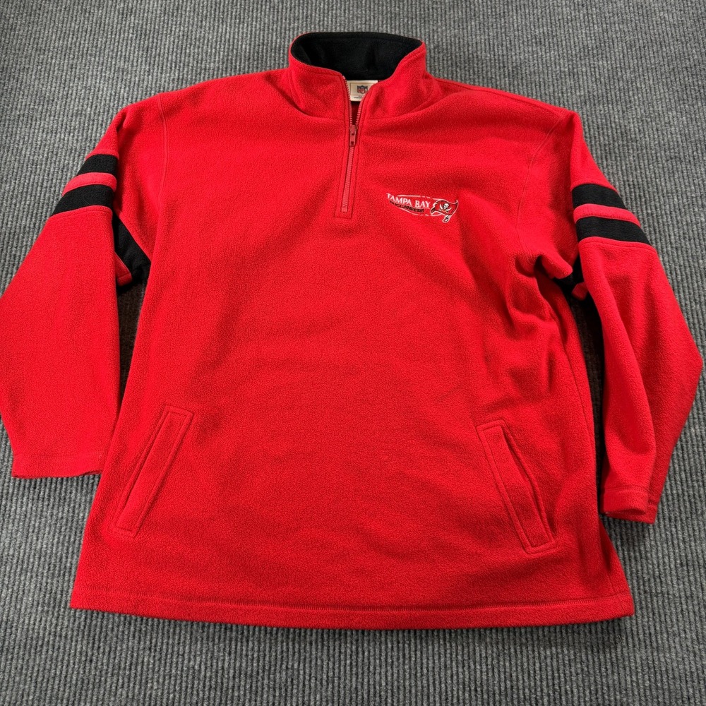 NFL Tampa Bay Buccaneers Quarter Zip Fleece Pullover Mens XL Red Black
